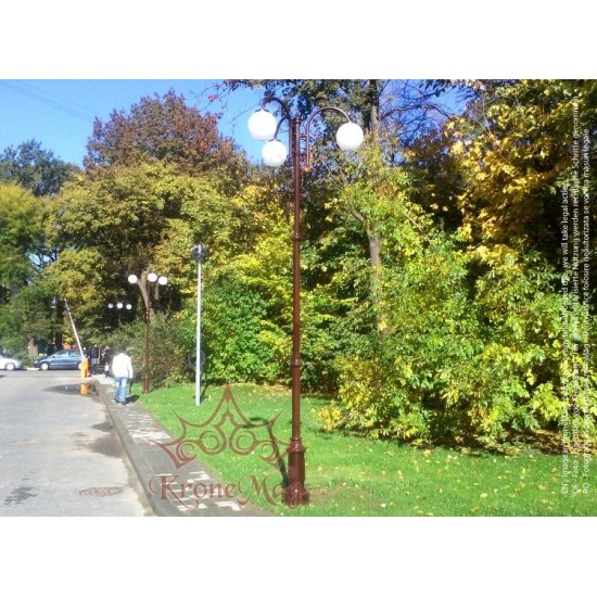 Stâlp Iluminat Parc Metalic cu Ornamente Fontă UNIO-3C-T1