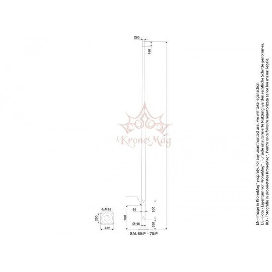 Stâlp Iluminat Stradal Rabatabil din Aluminiu SAL-60/P