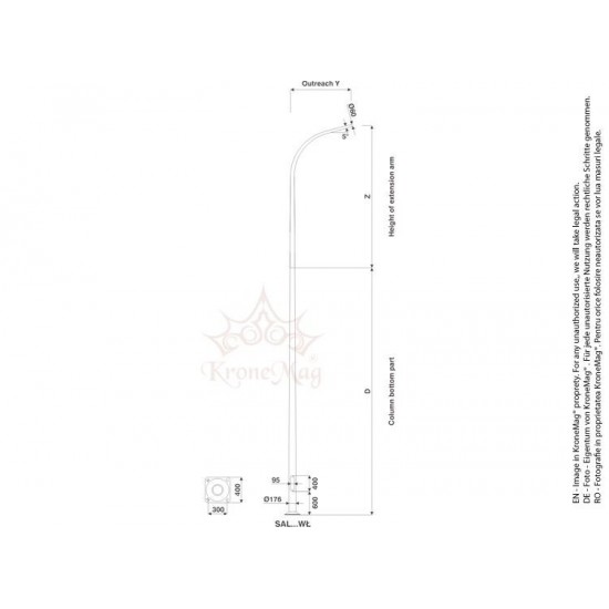 Stâlp Iluminat Exterior Stradal din Aluminiu SAL-9 WLN  1/1.5/1.7/5