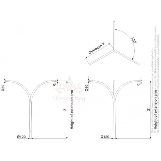 Stâlp Iluminat Exterior Stradal din Aluminiu SAL-9 WLN  1/1.5/1.7/5