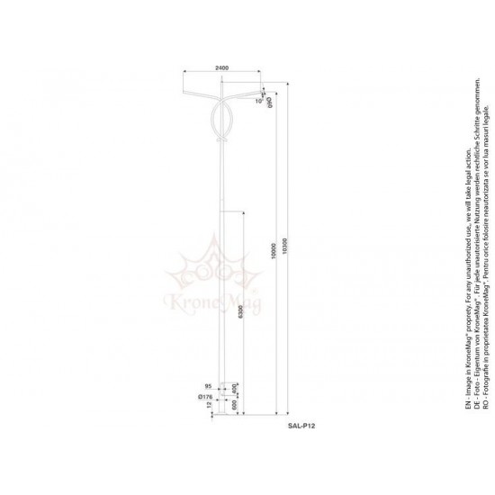 Stâlp Iluminat Exterior Stradal din Aluminiu SAL-P12