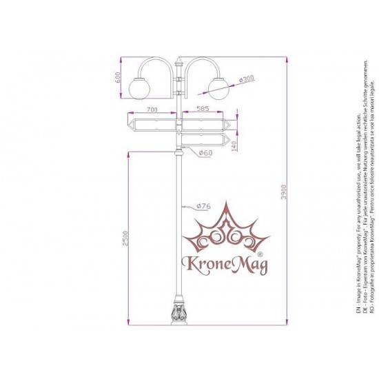 Stâlp Iluminat Metalic cu Indicatoare Stradale UNIO-M87-2C-INDICO-3